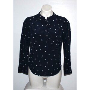 J CREW Women's Navy Blue Silk Polka Dot Blouse Top Size 00